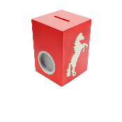 Tirelire en Bois pour Garçon - Motif Cheval - Couleur Rouge