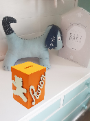 Tirelire Personnalisée pour Garçon- Motif Ourson - Couleur Orange