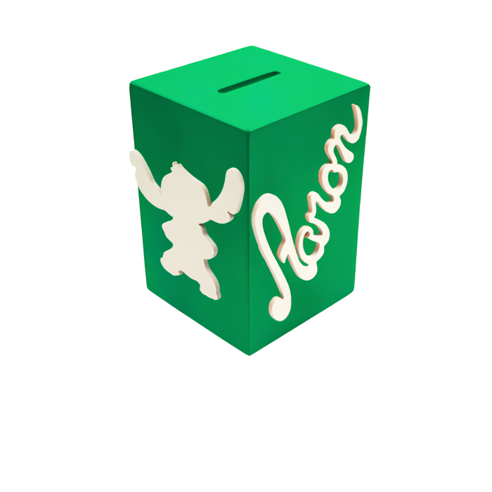 Tirelire Personnalisée pour Garçon- Motif Stitch - Couleur Verte