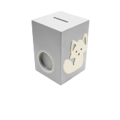 Tirelire en Bois pour Garçon - Motif Renard - Couleur Gris