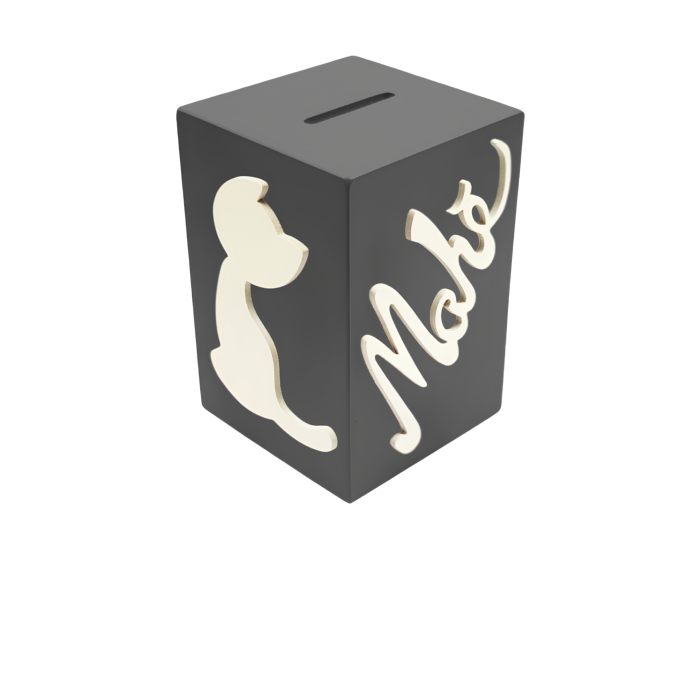 Tirelire pour Garçon - Motif Chat - Couleur Anthracite