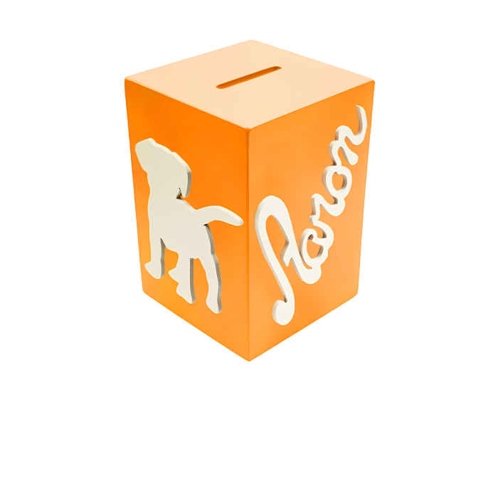 Tirelire Personnalisée pour Garçon- Motif Chien - Couleur Orange