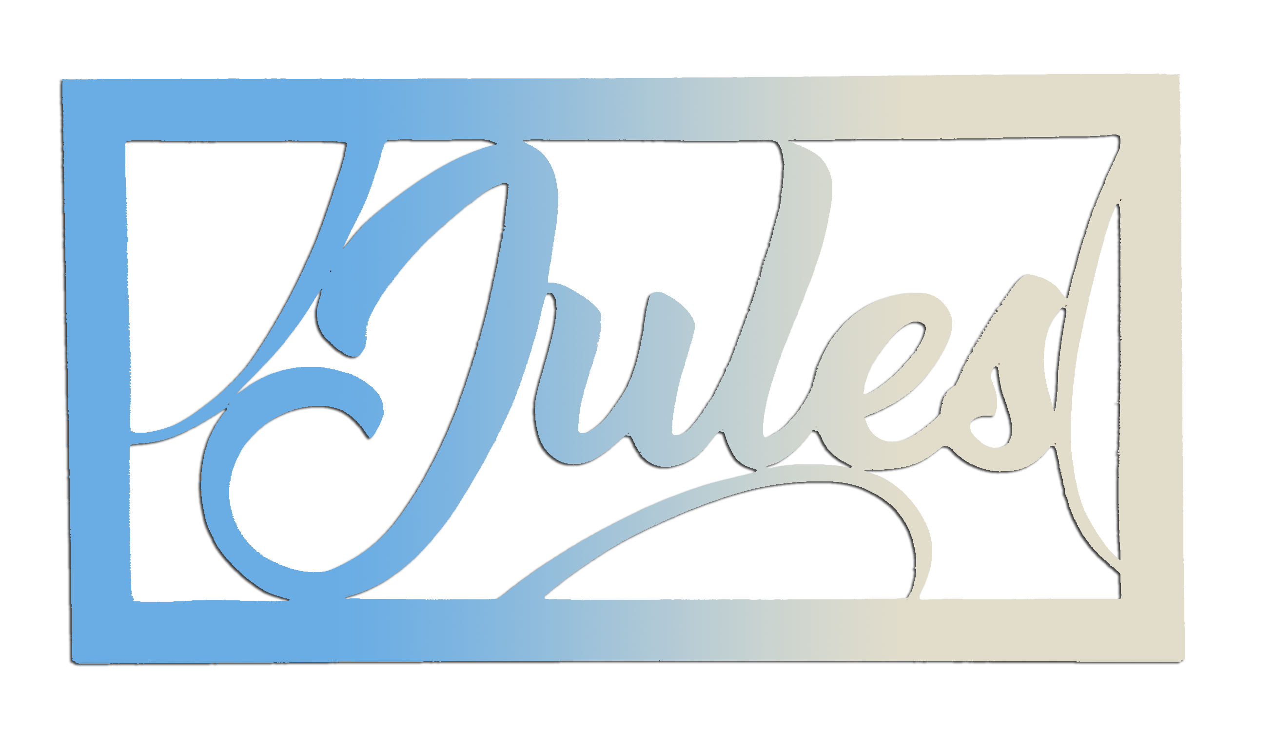 Plaque de Porte en Bois Personnalis�e - Rectangulaire - Couleur Bleu/Ecru