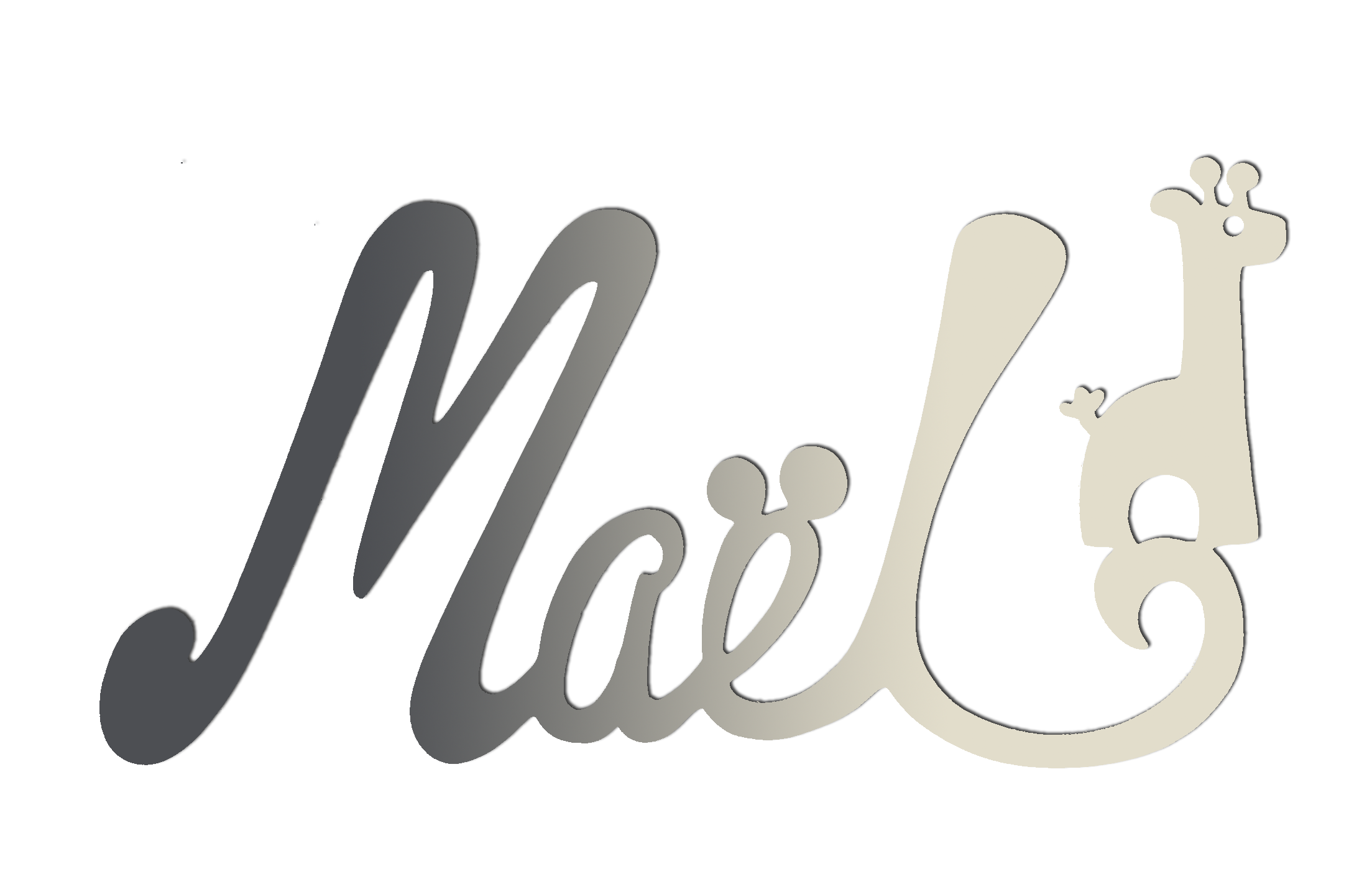 Plaque de Porte Personnalis�e en Bois - Motif Girafe - Couleur Anthracite/Ecru