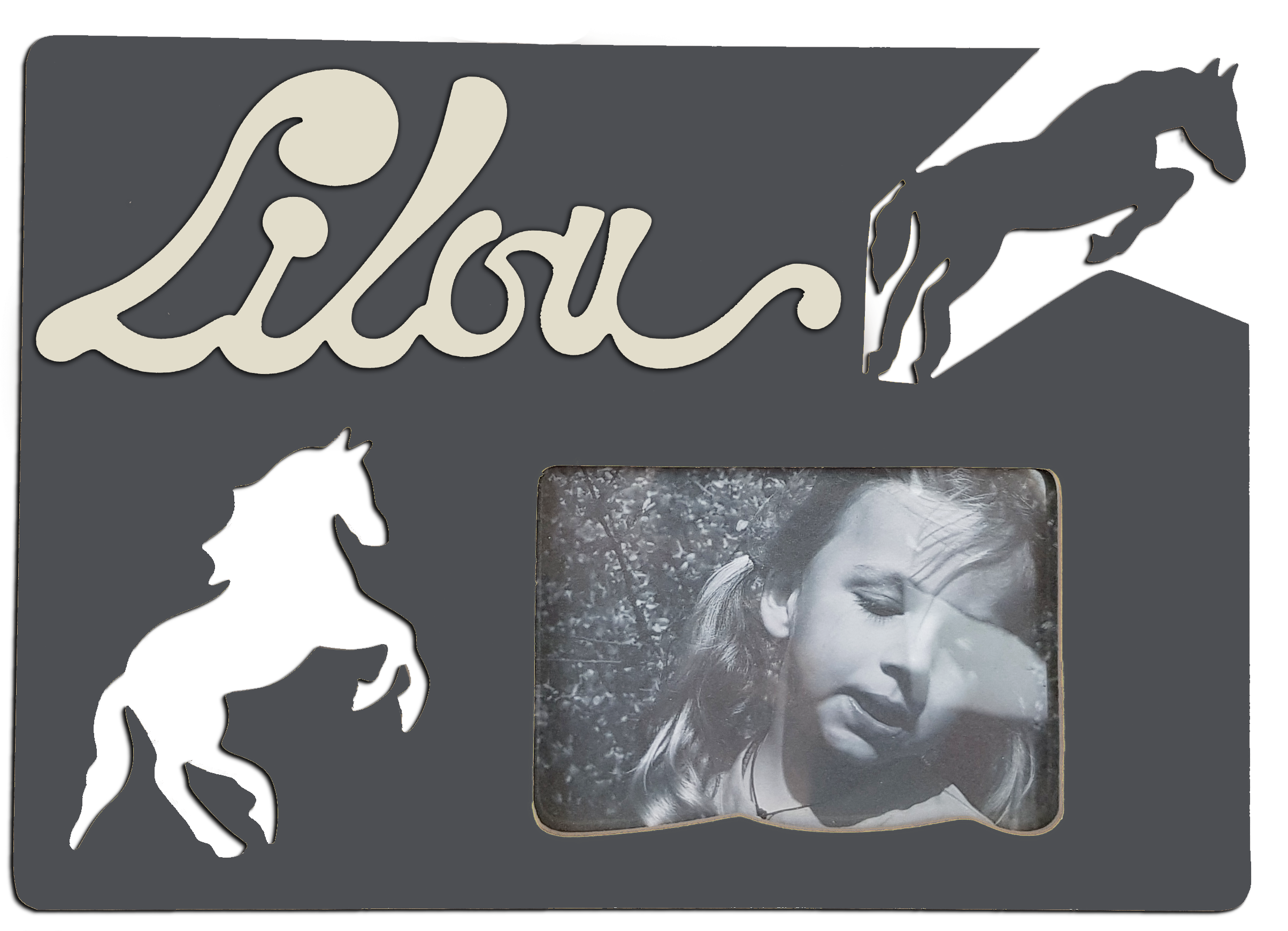 Cadre photo motif CHEVAL  pr�nom personnalis� pour chambre d'enfant