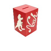 Tirelire en Bois pour Garçon - Motif Dinosaure - Couleur Rouge