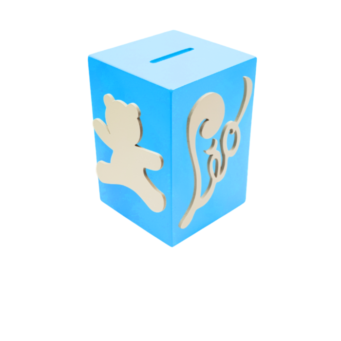 Tirelire pour Garçon - Motif Ourson - Couleur Turquoise