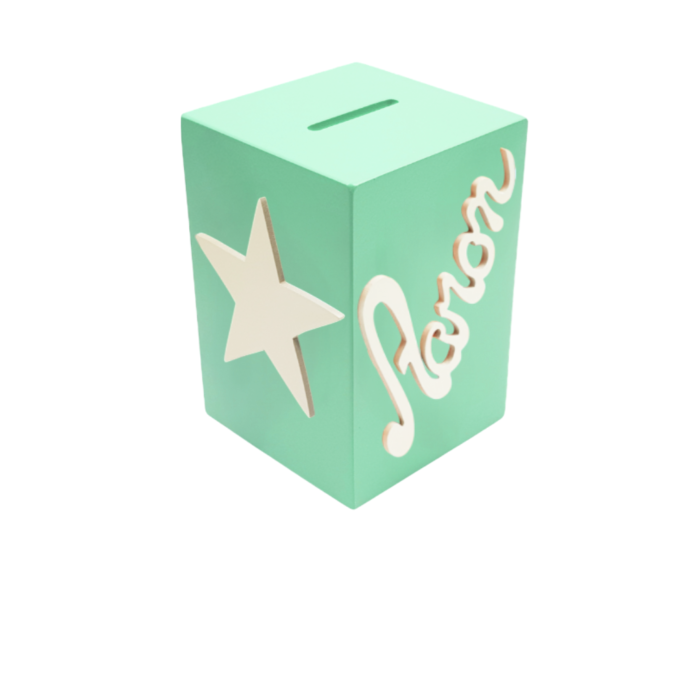 Tirelire Personnalisée pour Garçon- Motif Etoile - Couleur Vert