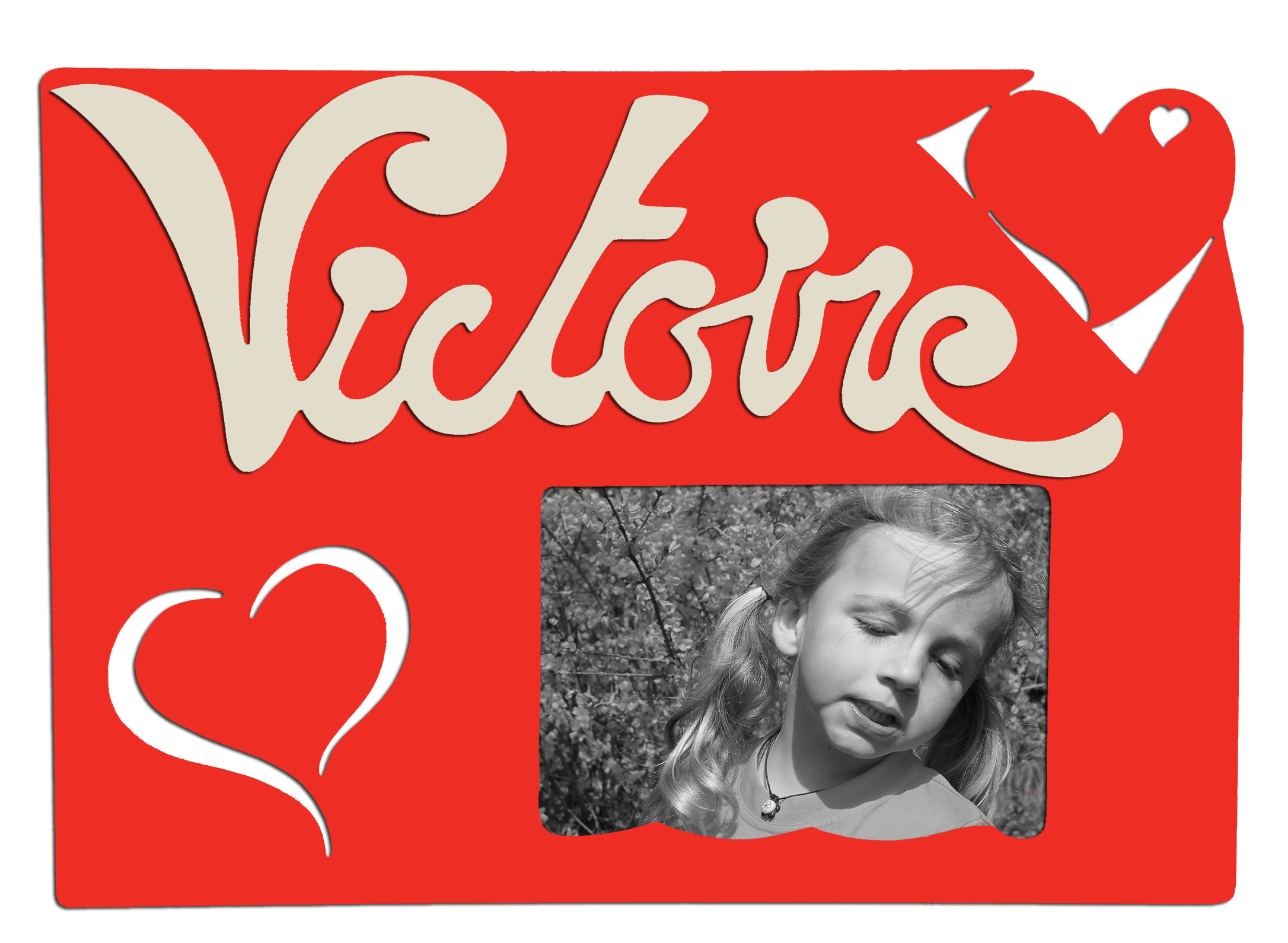 Cadre photo motif C�ur pr�nom personnalis� pour chambre d'enfant