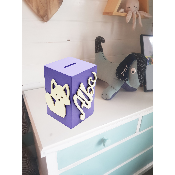 Tirelire Personnalisée pour Fille - Motif Renard - Couleur Violet