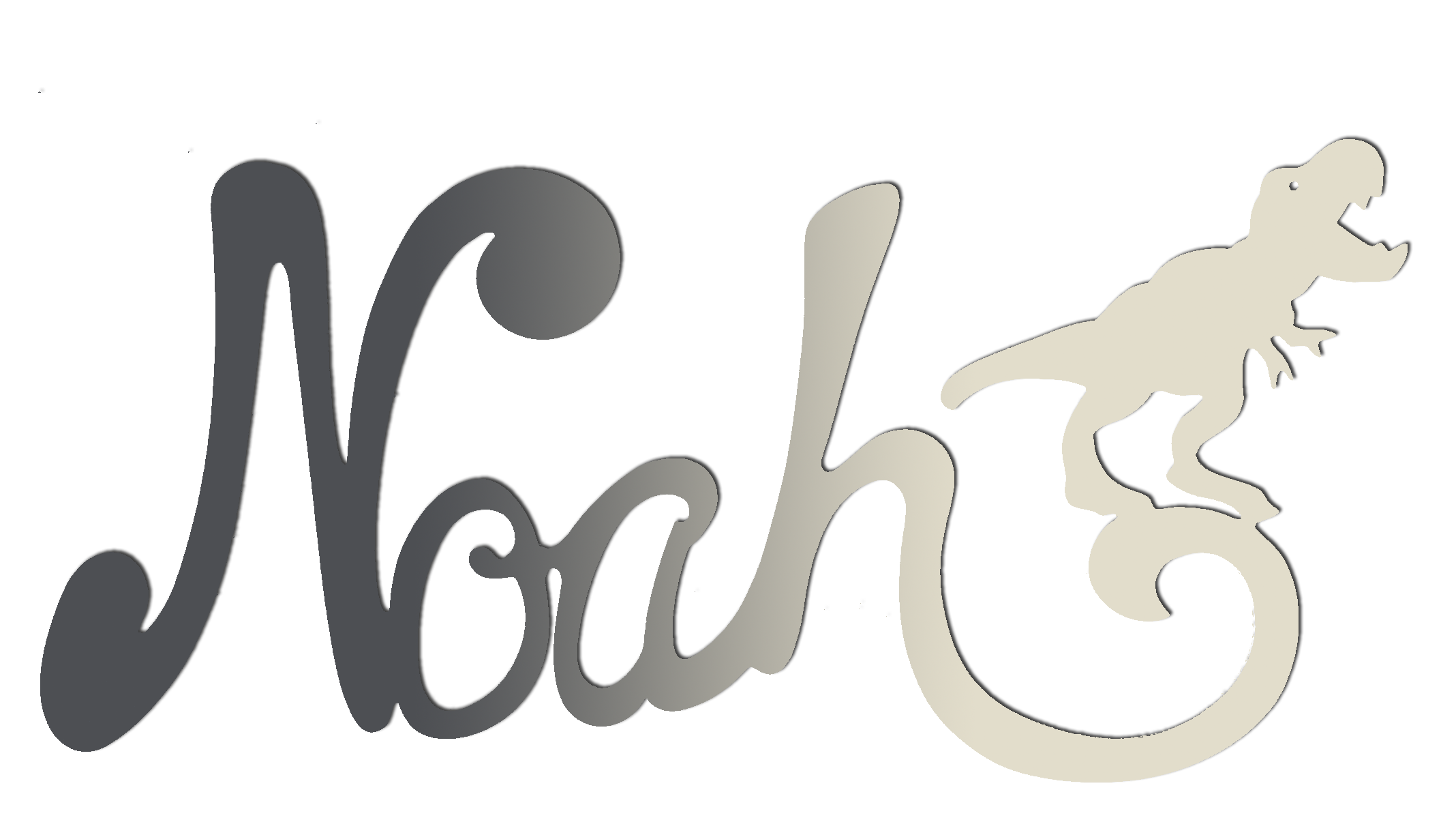 Plaque de Porte - motif Dino - Couleur Anthracite/Ecru