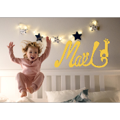 Plaque de Porte Personnalisée en Bois - Motif Girafe - Couleur Jaune