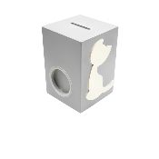 Tirelire en Bois pour Garçon - Motif Chat - Couleur Grise