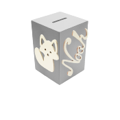 Tirelire en Bois pour Garçon - Motif Renard - Couleur Gris