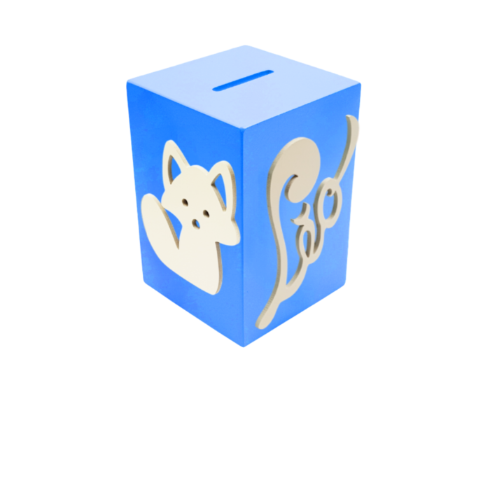 Tirelire pour Garçon - Motif Renard - Couleur Bleu