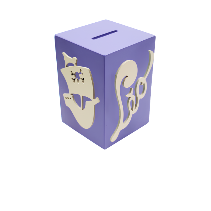 Tirelire pour Garçon - Motif Pirate - Couleur Violet