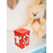 Tirelire en Bois pour Garçon - Motif Stitch - Couleur Rouge