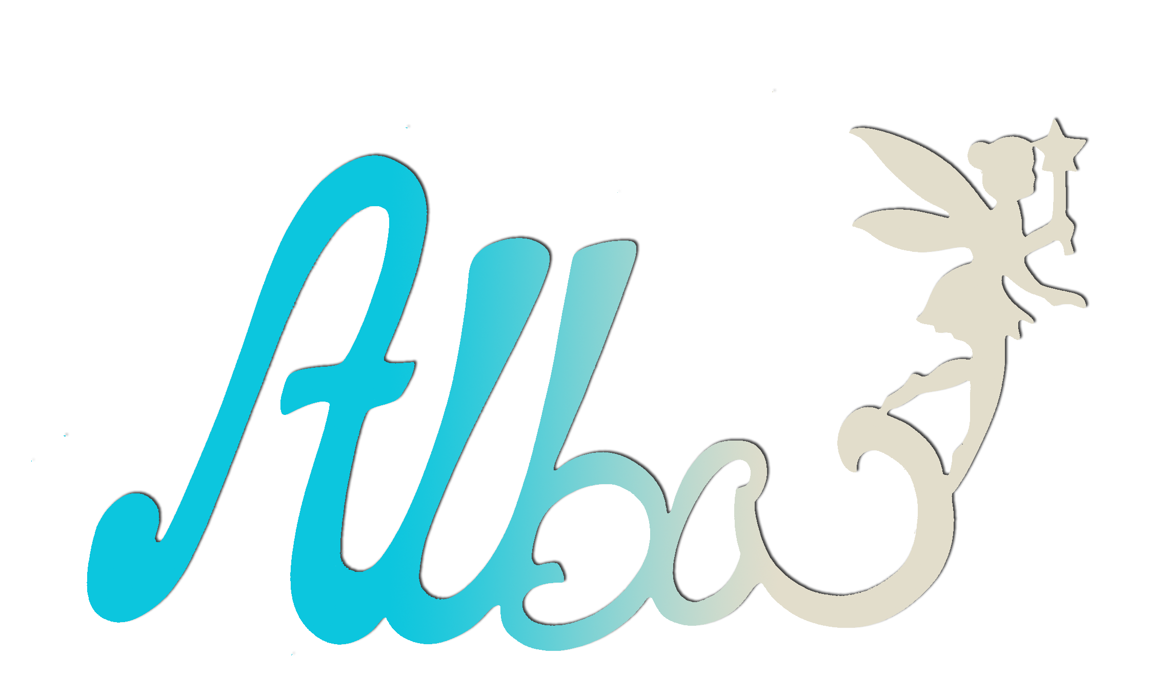 Plaque de Porte - Motif F�e - Couleur Turquoise/Ecru